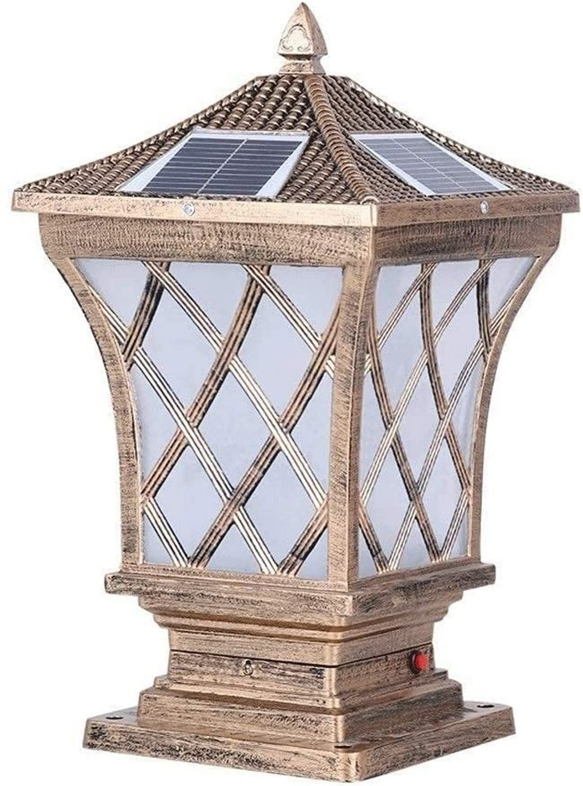 Lámpara de pilar de luz de poste de jardín Luz de columna solar al aire libre Lámpara LED Linterna de estigma de pared de calle Luz de pilar de pantalla acrílica de aluminio impermeable para patio