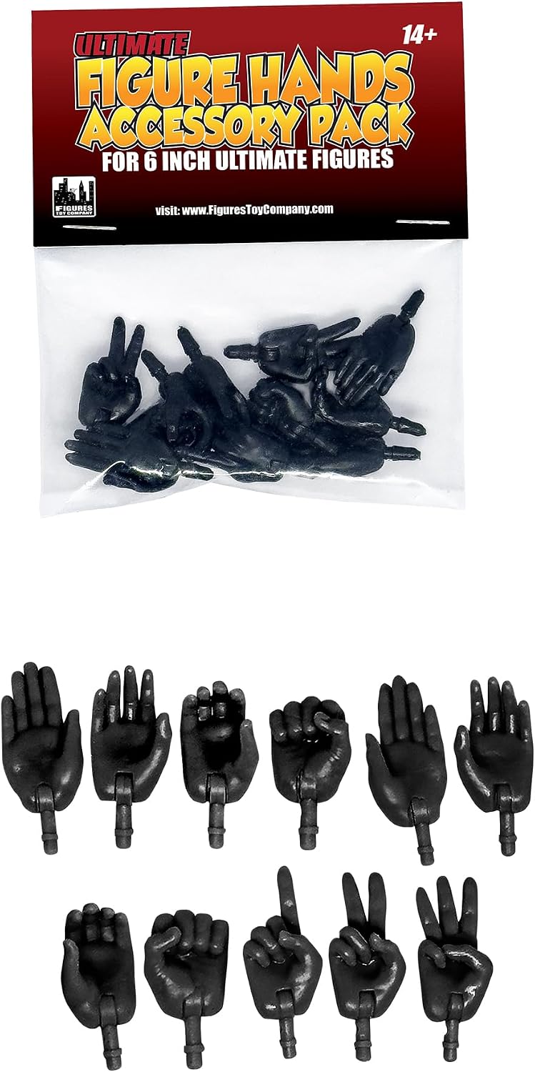 Figures Toy Company Black Swappable Hands Pack for Ultimate 6 Inch Figures