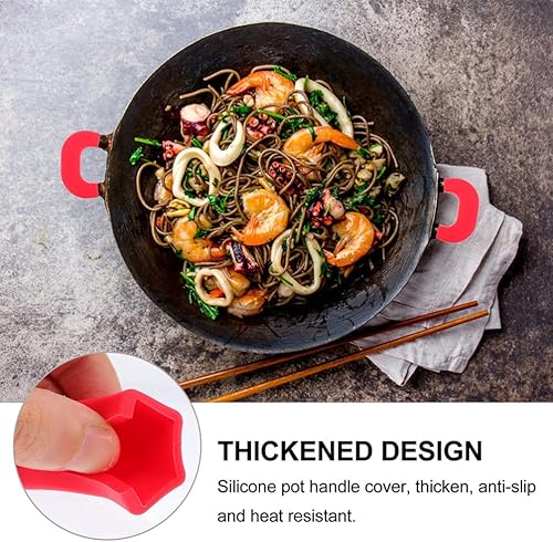 Miniatura 8 de Funda de silicona con oreja, funda para mango de olla, 6 unidades, protectores para woks, sopa, color rojo