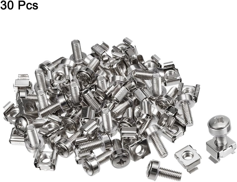 sourcingmap 30 Pack, Cage Nuts and Screws, M6x20mm, 304 Stainless Steel ...