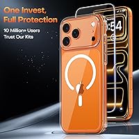 Vista 251 de TAURI Funda magnética 2 en 1 transparente para iPhone 14 Pro, compatible con Magsafe [no amarillenta] con protector de pantalla, protección de grado