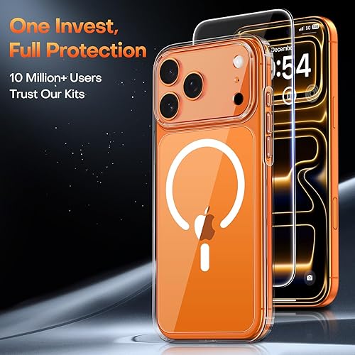 Miniatura 251 de TAURI Funda magnética 2 en 1 transparente para iPhone 14 Pro, compatible con Magsafe [no amarillenta] con protector de pantalla, protección de grado