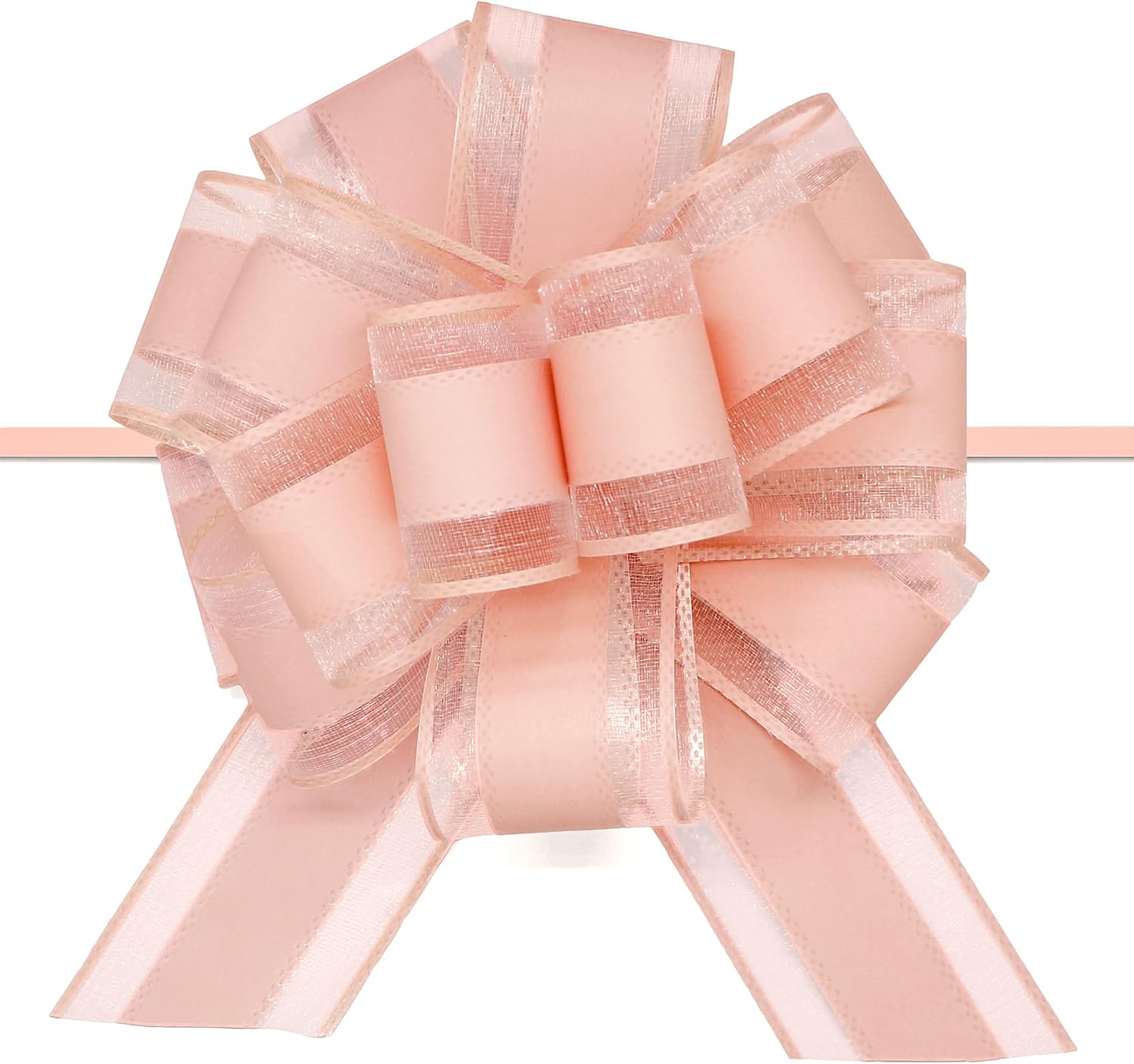 FQTANJU 5 PCS 6 Inch Gold Pull Bows for Gift Wrapping, Wedding, Christmas, Birthday Parties; Modern Style, Solid Color, 2 Inch Ribbon Width