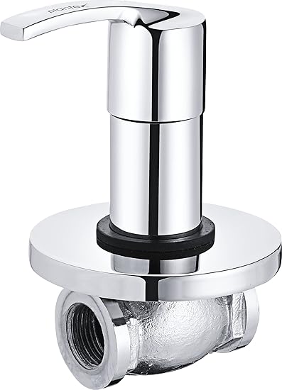 Plantex Pure Brass AQ-1406 Angular Concealed Stop Cock/Concealed Stop Valve Tap For Bathroom With Teflon Tape & Adjustable Brass Wall Flange - 15 mm (Mirror-Chrome Finish)