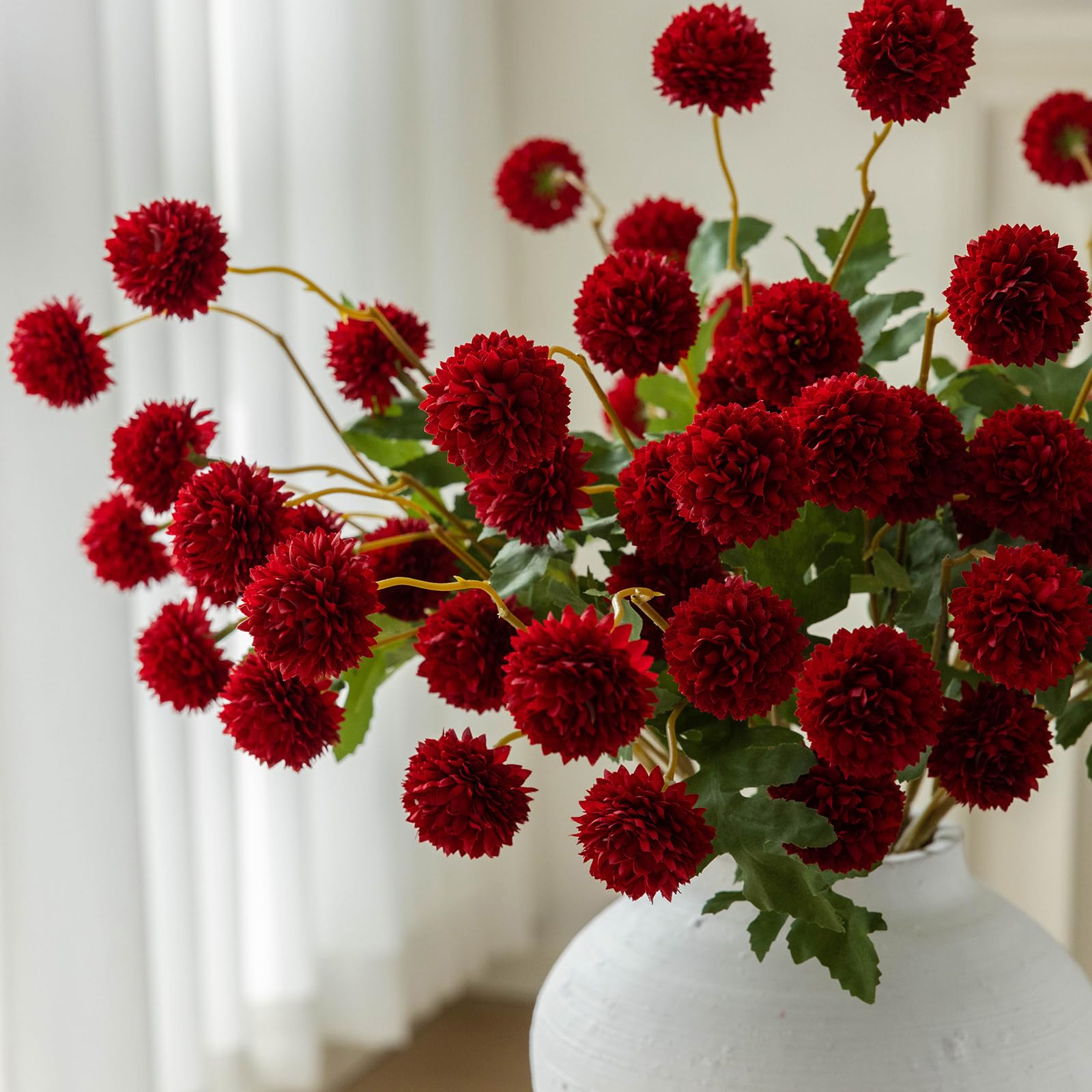 6er-Pack kleine künstliche Chrysanthemen mit Stielen, Seidenblumen-Deko