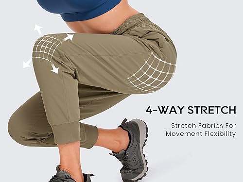 Miniatura 3 de CRZ YOGA Pantalones deportivos para mujer, impermeables, para exteriores, golf, atléticos, ligeros, con bolsillos con cremallera, de 27 pulgadas