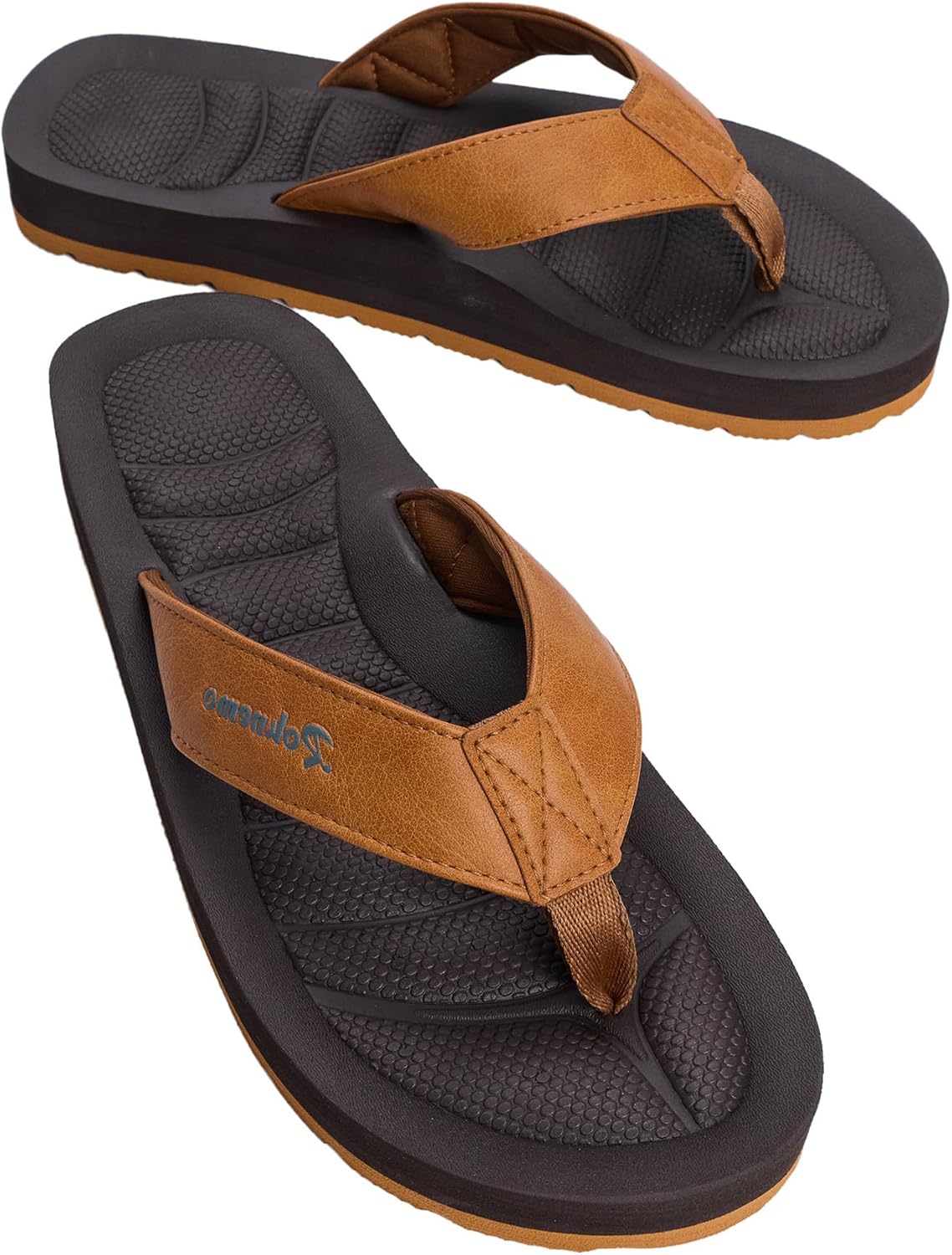 Mens Flip Flops - Comfort Arch Support Slides - Lightweight Foam Slip On Beach Sandals - Waterproof Open Toe Thong Slippers Summer Footwear