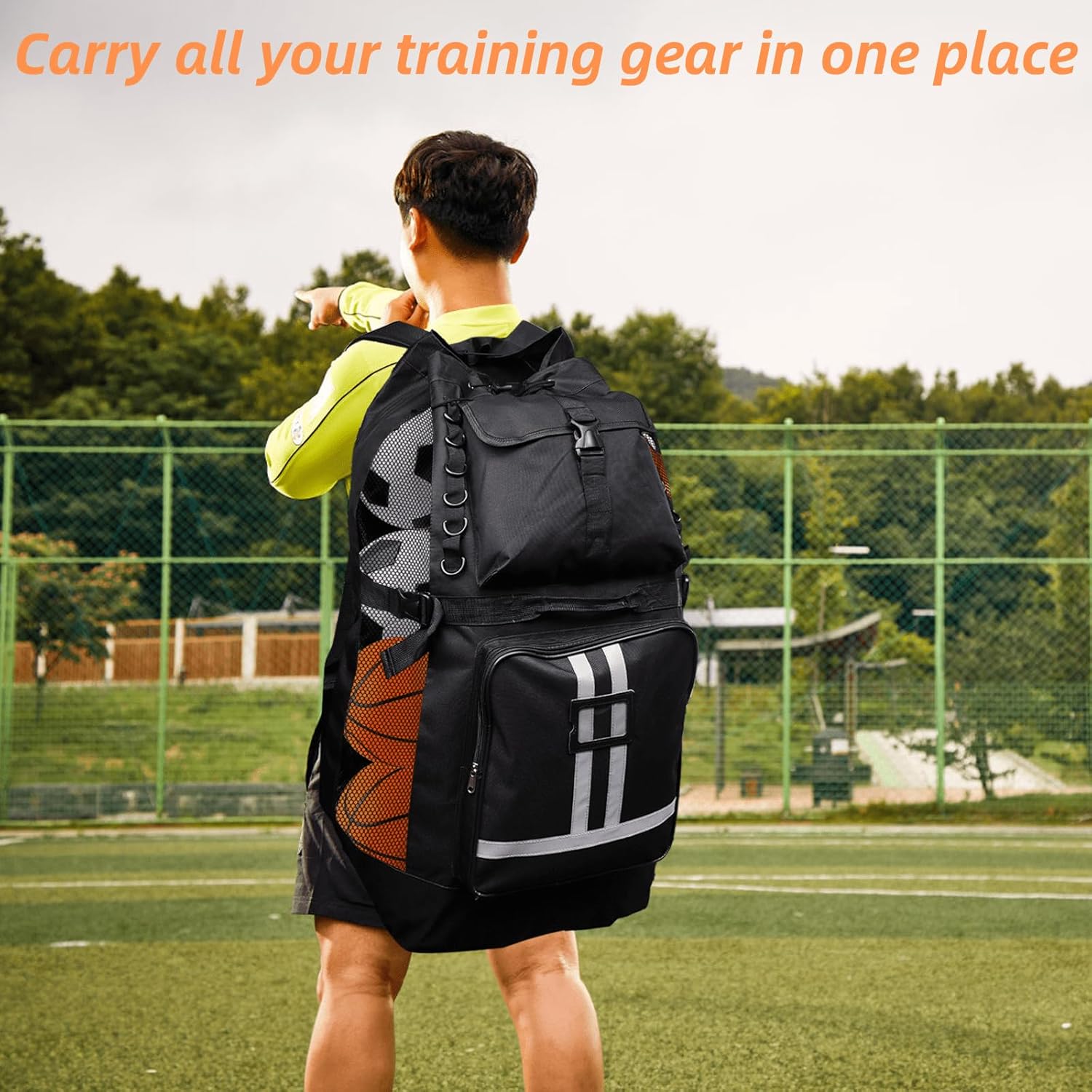 Youeon Soccer Ball Bag with Pockets, Holds 14-16 Balls, Extra Large Sports Equipment Ball Bag with Adjustable Shoulder Straps, Heavy Duty Basketball Football Storage Bag for Coach, Players, Trainers - Image 7