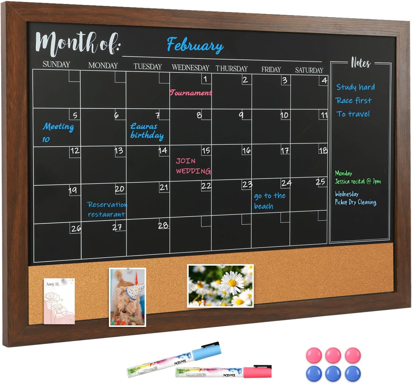 DOLLAR BOSS Magnetic Chalkboard Calendar and Cork Board Combo 60 X 90 DOLLAR BOSS Magnetic Chalkboard Calendar and Cork Board Combo 60 X 90
