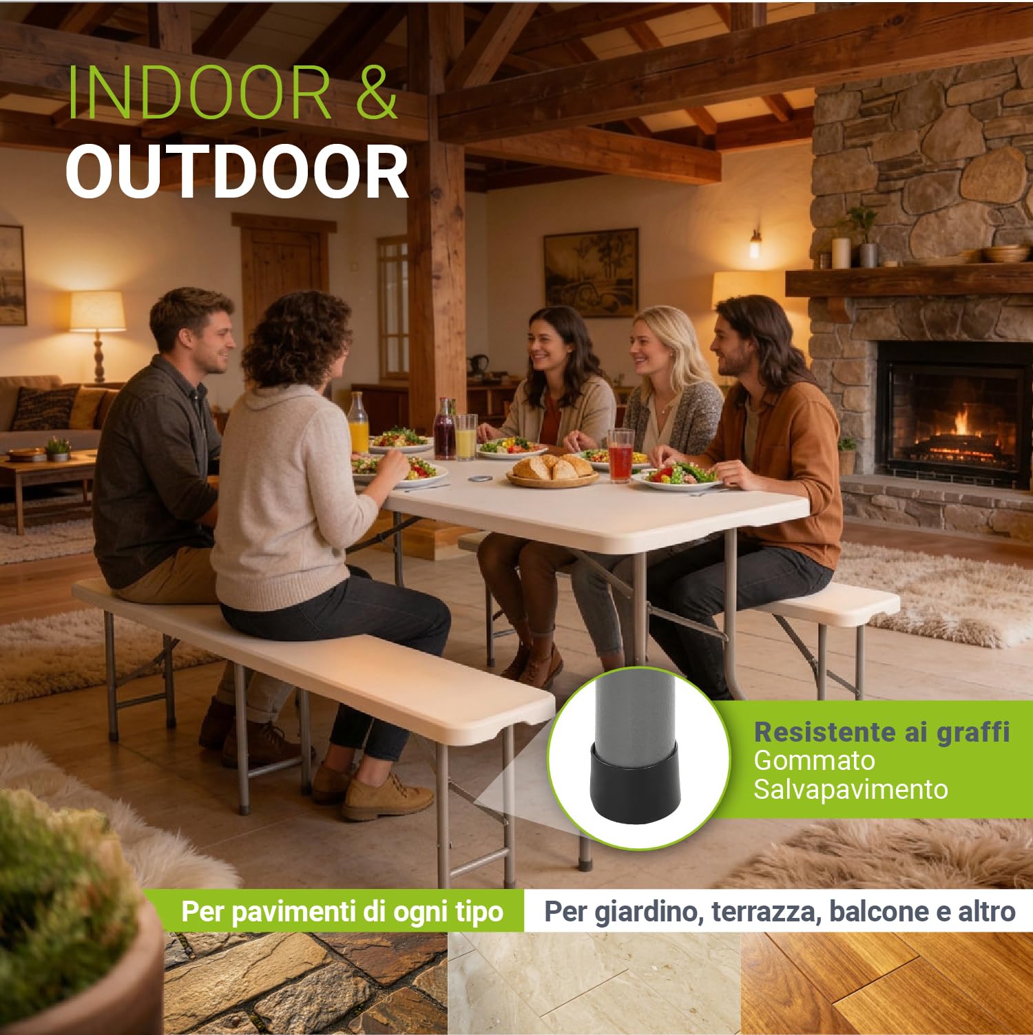Juskys Set Tavolo e Panche da Birreria Bayreuth 3 pezzi & pieghevole - 180 x 70 x 74 cm - 2 panche & tavolo da birra - Set arredo da giardino, set per tendone da festa, set da campeggio