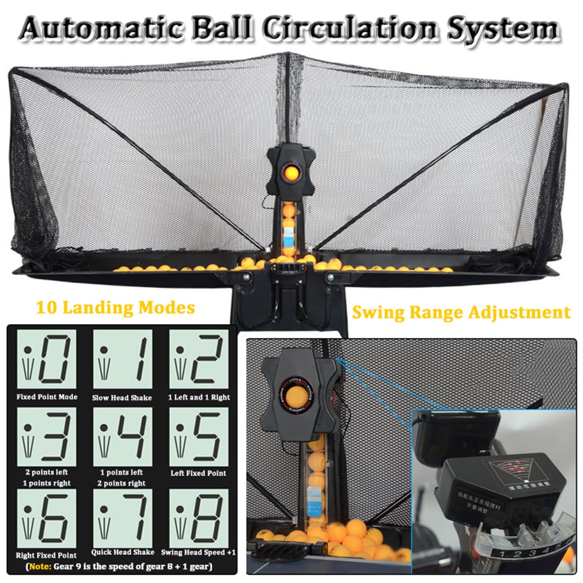 Robot da ping pong Robot da ping pong Macchina per allenamento da ping pong con rotazione a 1 pulsante e regolazione della palla lunga e corta, attrezzatura portatile per allenamento da ping