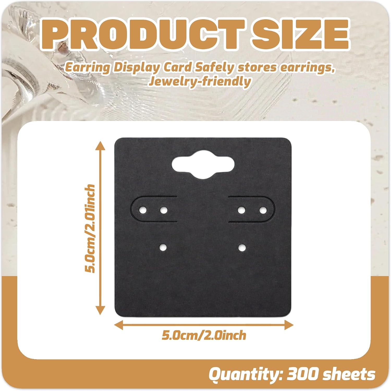 300 Pieces Black Earring Cards for Selling Jewelry, Small Display Cards