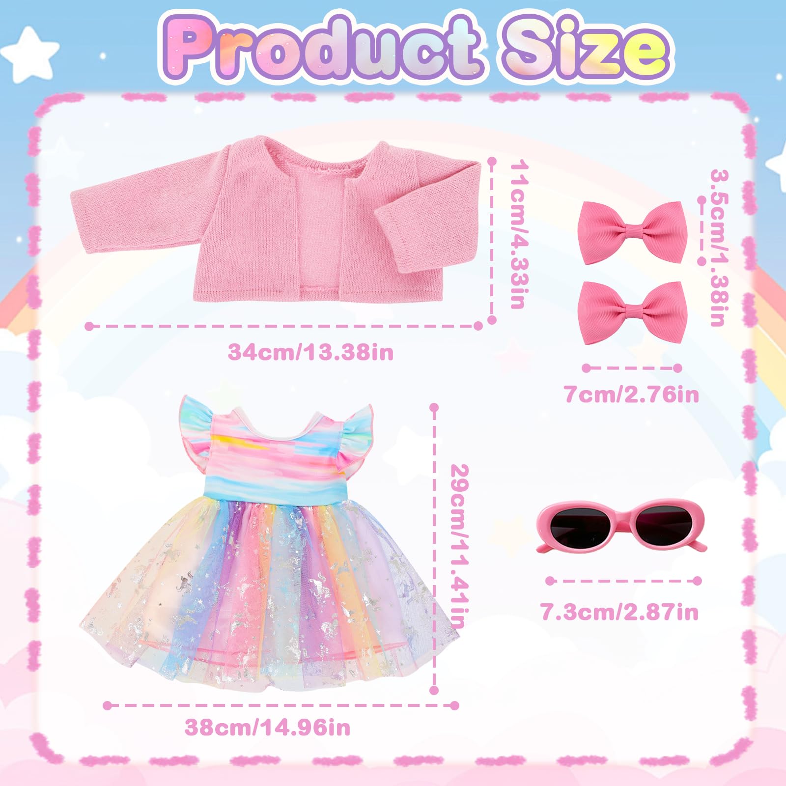 Puppenkleidung 2-teilig Für 35-45cm Puppen - Rosa & Blaue Outfits Mit Zubehör