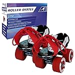 STRAUSS Junior Tenacity Roller Skates | Adjustable Shoe Size for Kids | 4 Wheels Skates for Boys and Girls | for Indoor and Outdoor Skating | Age Group 3-7 Years | Weight Capacity Upto 60kgs,(Black)