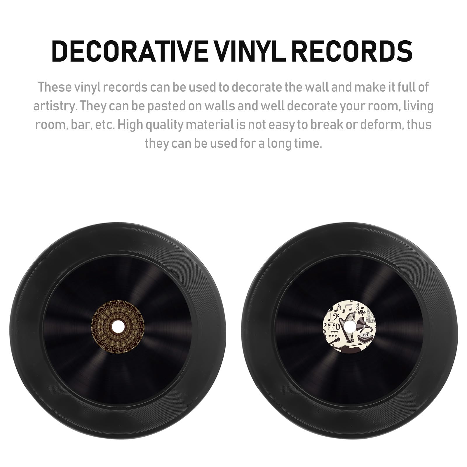 Zerodeko Set di 12 Dischi in Vinile Decorativi Neri per Arredamento D'interni, Stile Retrò Artistico, per Decorazioni Murali di Bar e Caffè