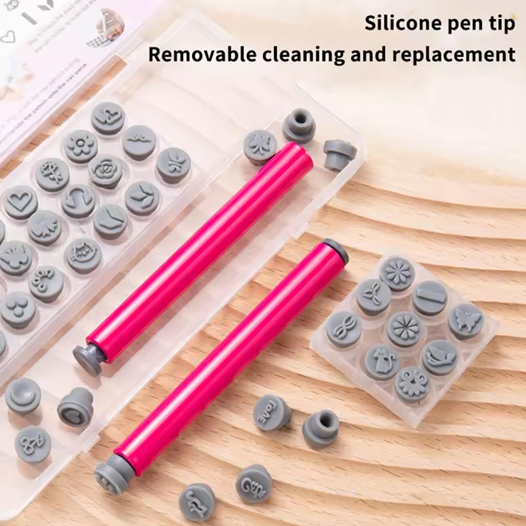 48 bolígrafos para sellos de uñas con diferentes patrones, sellos para decoración de uñas con punta de bolígrafo de silicona, kit de estampado DIY de flores, mariposas y rosas para mujeres, decoració