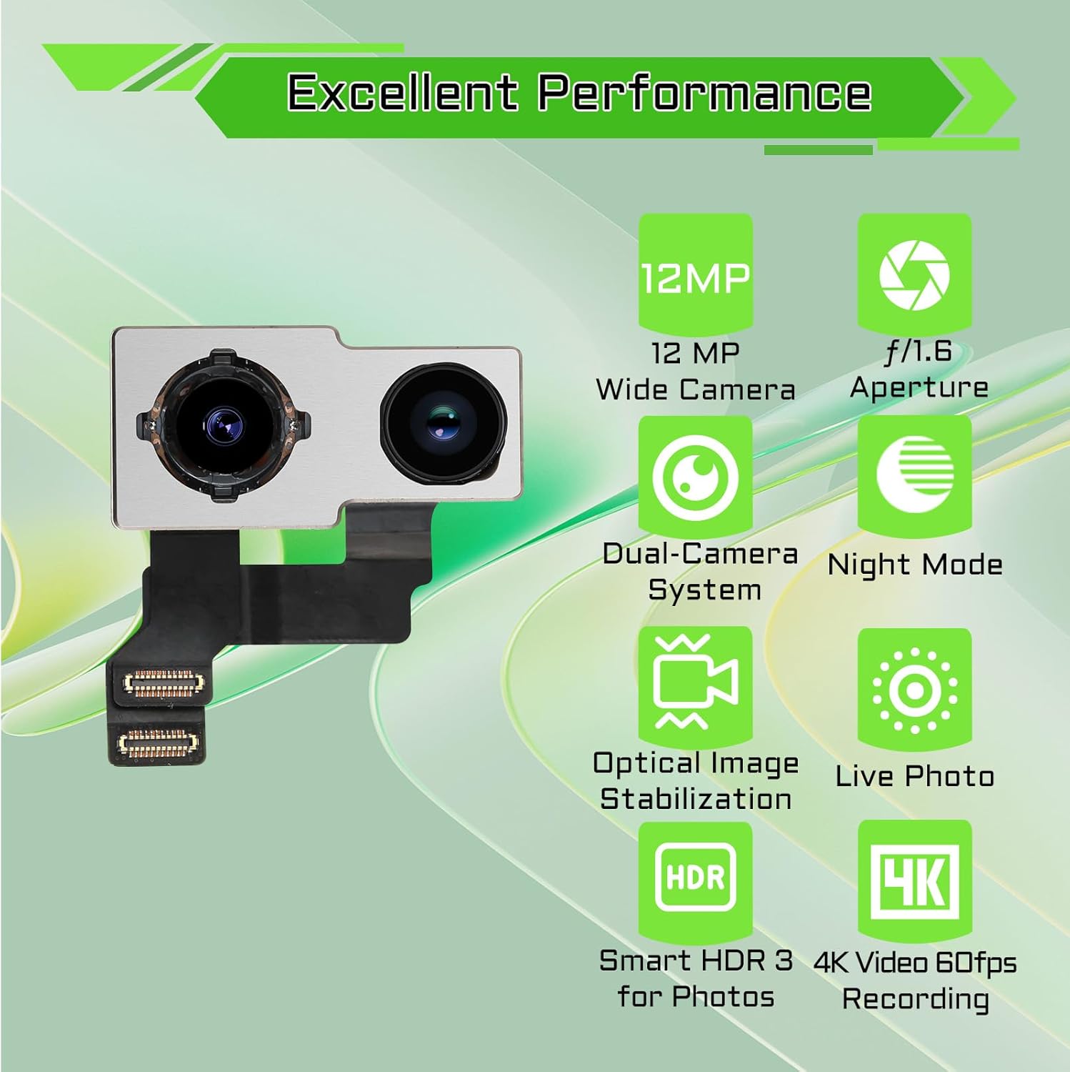 for iPhone 12 mini Rear Camera Replacement for iPhone 12mini 12MP 4K Video Main Back Camera Replace Full Repair Tools Kit with Magnetic Pad Screwdriver A2176 A2398 A2399 A2400