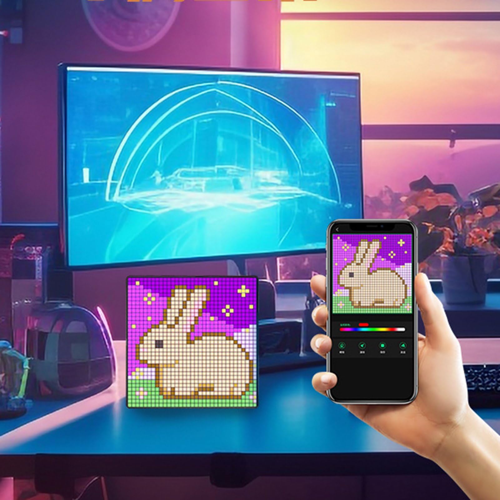 Pantalla de Visualización de Píxeles LED de 10, 6 Pulgadas Pantalla de Arte de Píxel Programable Animaciones Creativas Marcos de Píxeles Animación de Patrón de Texto Personalizado