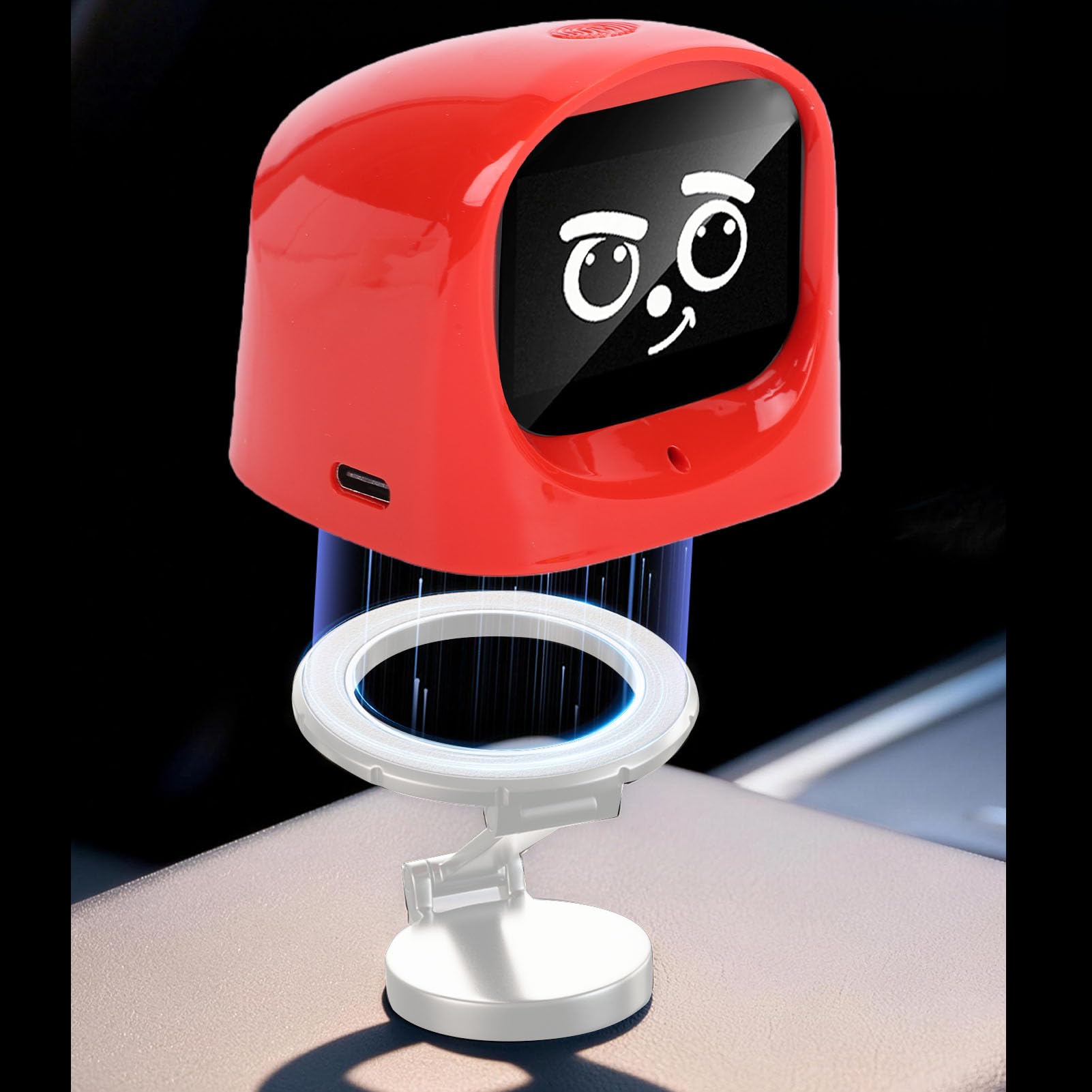 Cruscotto Robot per Auto AI, Compagno di Cruscotto per Espressione Emotiva, Animale Domestico Robot Interattivo Intelligente con Chat AI, Rilevamento del Movimento del Veicolo e Divertimento