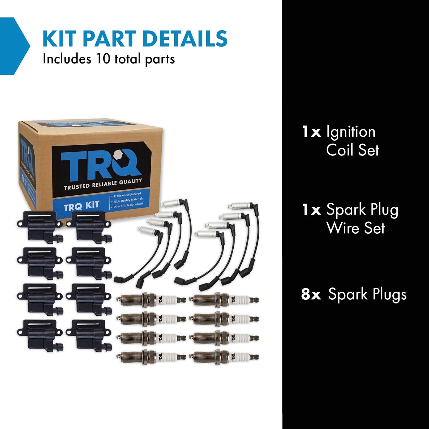 TRQ Ignition Coil & Spark Plug Kit 17 Piece Iridium Spark Plugs Compatible with 2003-2006 Chevrolet Silverado 2500 HD 3500 Suburban 2500 Avalanche 2500 GMC Sierra 3500 Yukon XL 2500