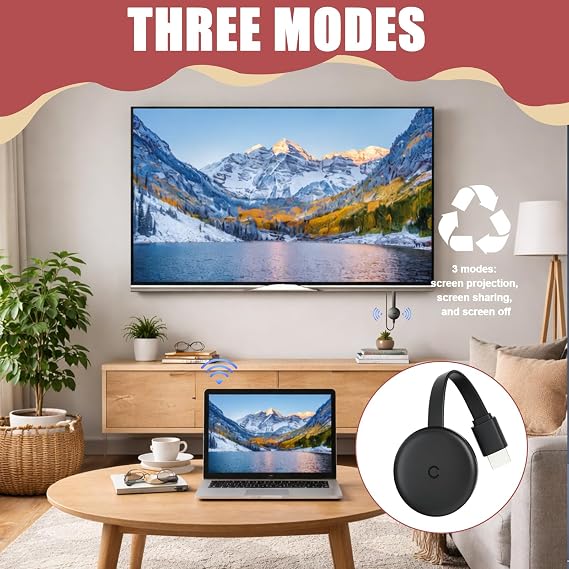 Chromecast, HD Wireless Display Adapter, Chromecast Device for TV 4K, Plug and Play, 2.4/5G Dual Band WiFi Dongle for TV Support Airplay/DLNA/Miracast for Android/Windows/iOS/Mac OS