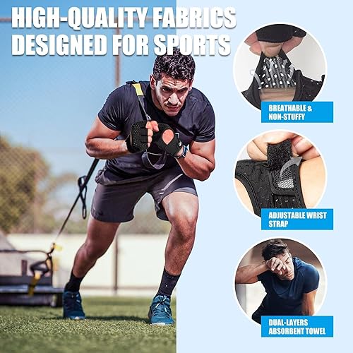 Miniatura 9 de RIGWARL Guantes de entrenamiento, guantes de fitness ligeros con protección completa de la palma y excelente agarre para hombres y mujeres, guantes