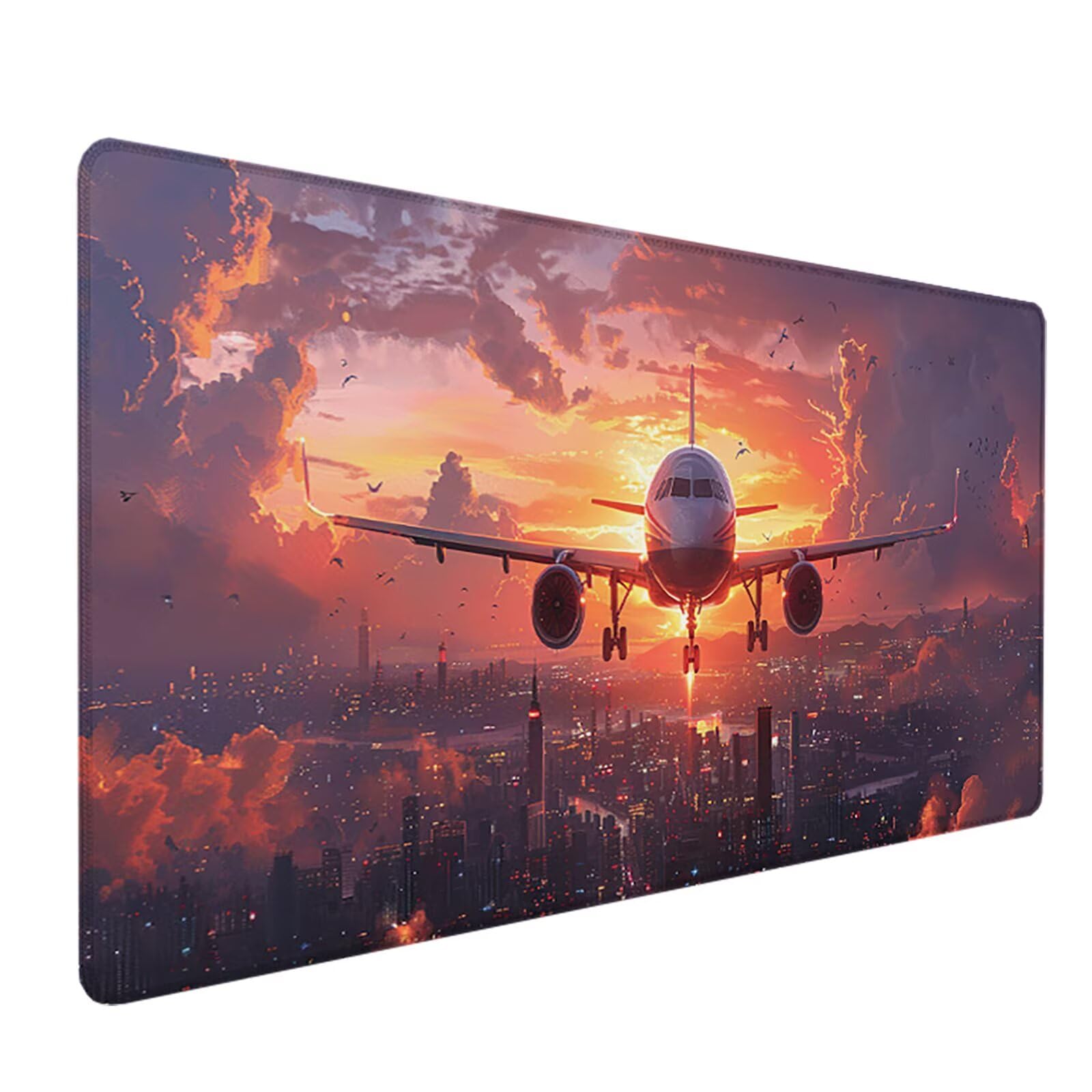Aereo Tappetino Mouse XXL 1200x600mm Tappetino Mouse Giallo Gomma Antiscivolo Sottomano Scrivania, Migliora Precisione e Velocità Mouse Pad per Ufficio Gaming Accessori Scrivania, Regalo Uomo, H-H