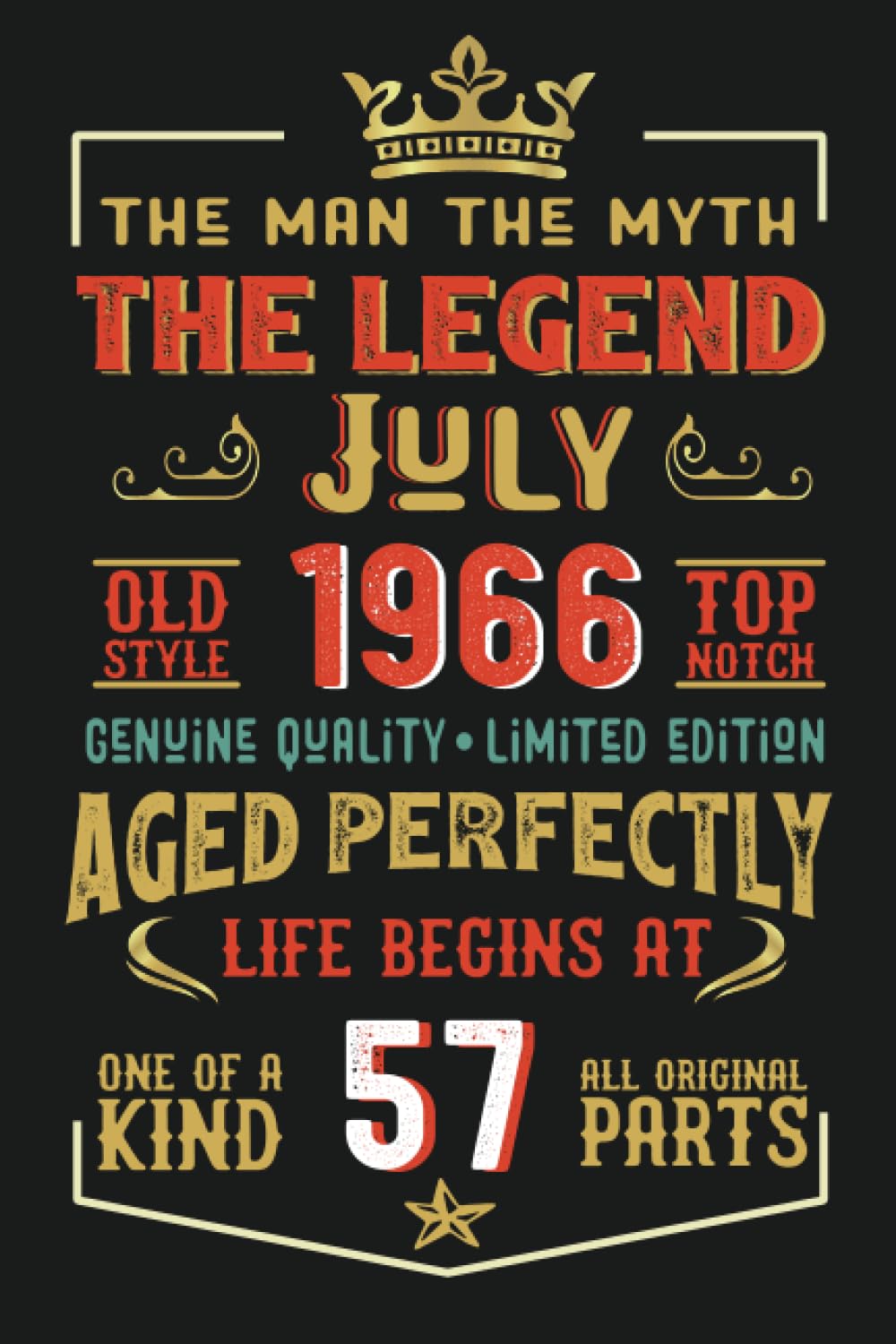 Independently published July 1966 The Man The Myth The Legend: Notebook - Journal| JULY 57 Birthday Gift for men women girls boys Birthday 1966 Personalized