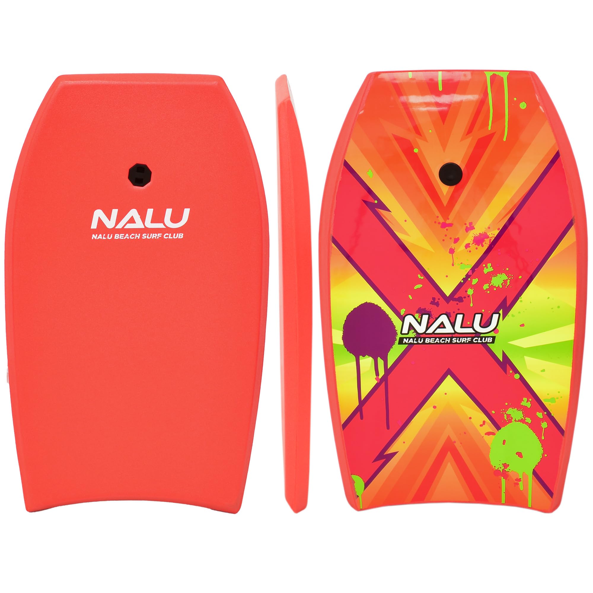 Nalu Bodyboard with Leash 33"/41" Body Board with Crescent Tail and XPE Core