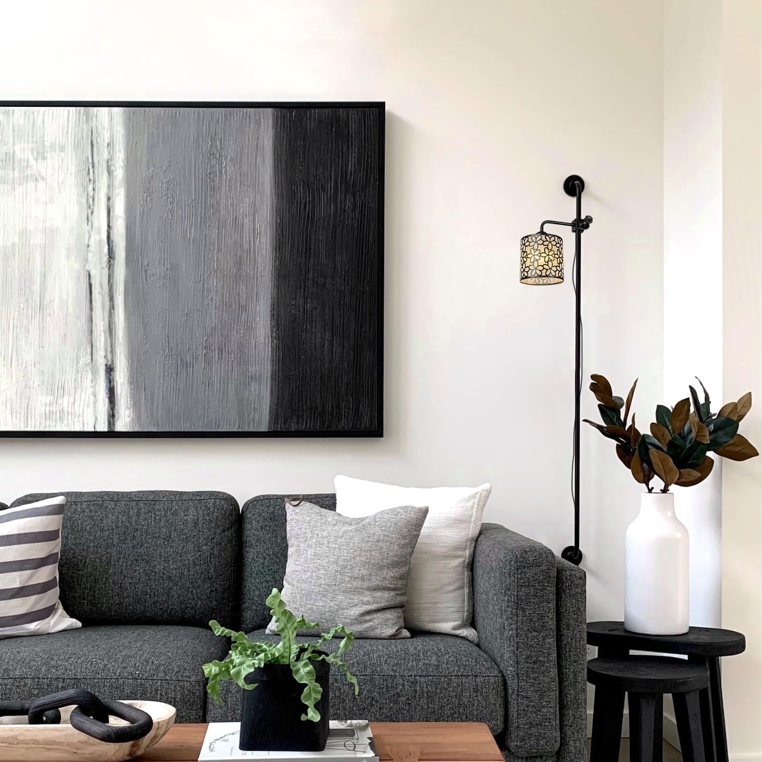 Schreibtischlampe mit Kabelschalter, Schwenkbar, Klemmlampe mit Schwenkarm und E27 Fassung für Bett und Schreibtisch, Klemmleuchte aus Metall in Schwarz,A1YGJBD002