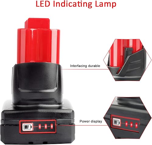 Miniatura 2 de waitley Batería de repuesto de 12V 6Ah compatible con Milwaukee 6.0Ah batería de iones de litio 48-11-2411 48-11-2440 48-11-2402 Herramientas