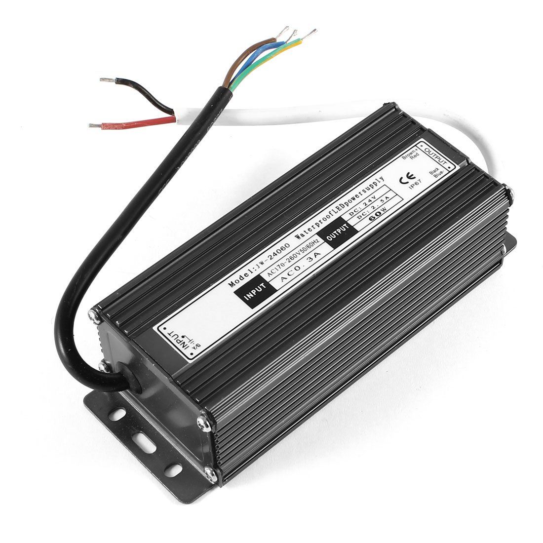 transformateur Basse Tension, Conducteur LED en Aluminium étanche IP67, Puissance AC 170-260V DC 24V 2,5a 60W