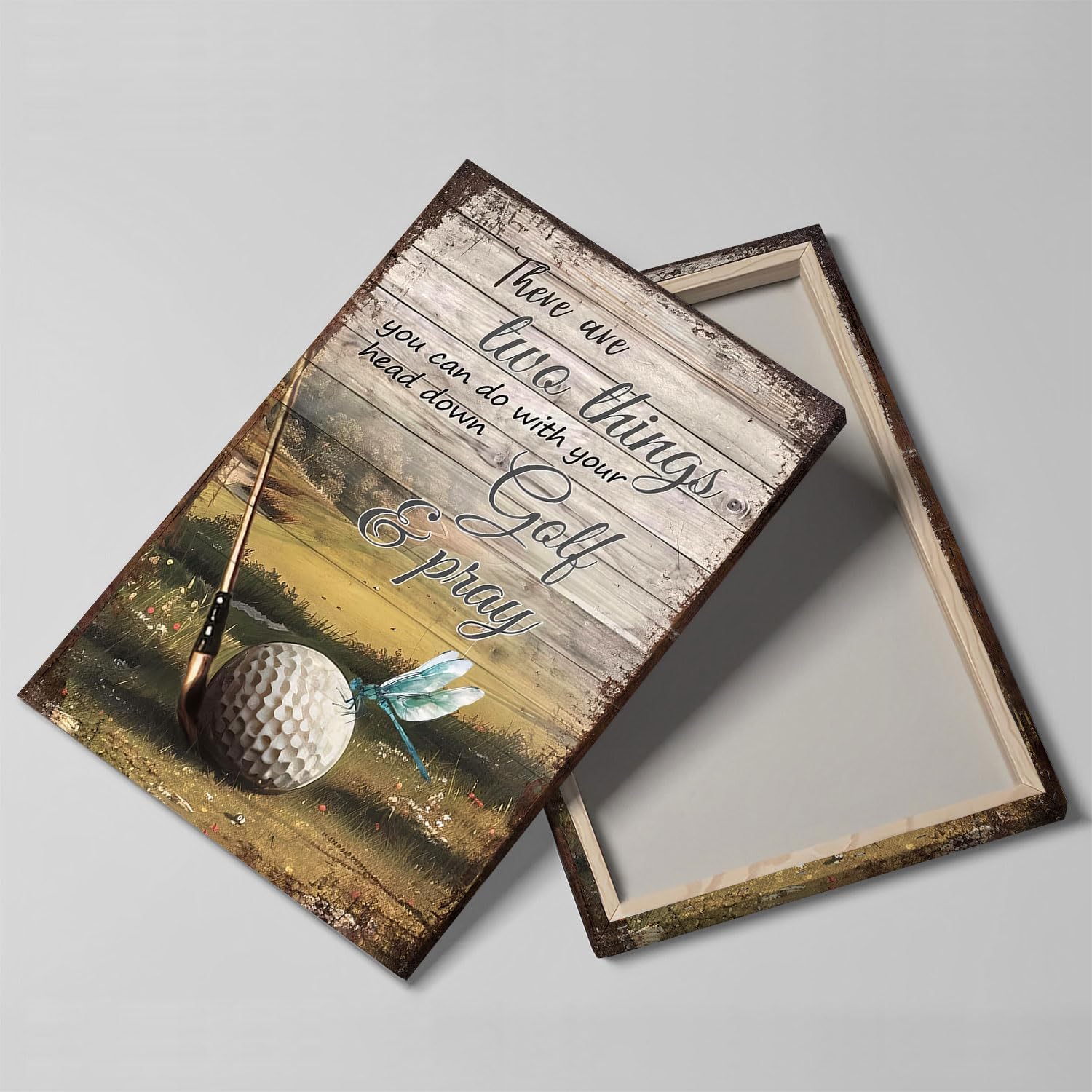 Golf And Pray Inspirational Framed Canvas Poster Wall Art Christian Golf Print Decor for Office Club Home(Framed-04,12X18inch) - Image 2