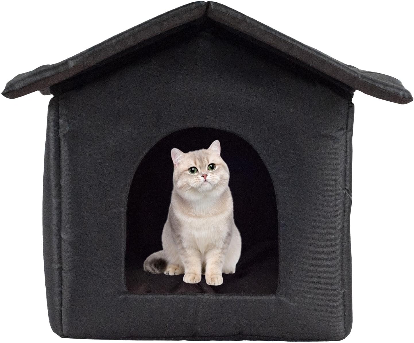 Muuzebsy Cat House - Waterproof Outdoor Shelter, Bed & Kennel for Cats, Winter Cave Bed, Enclosed Dog House Alternative