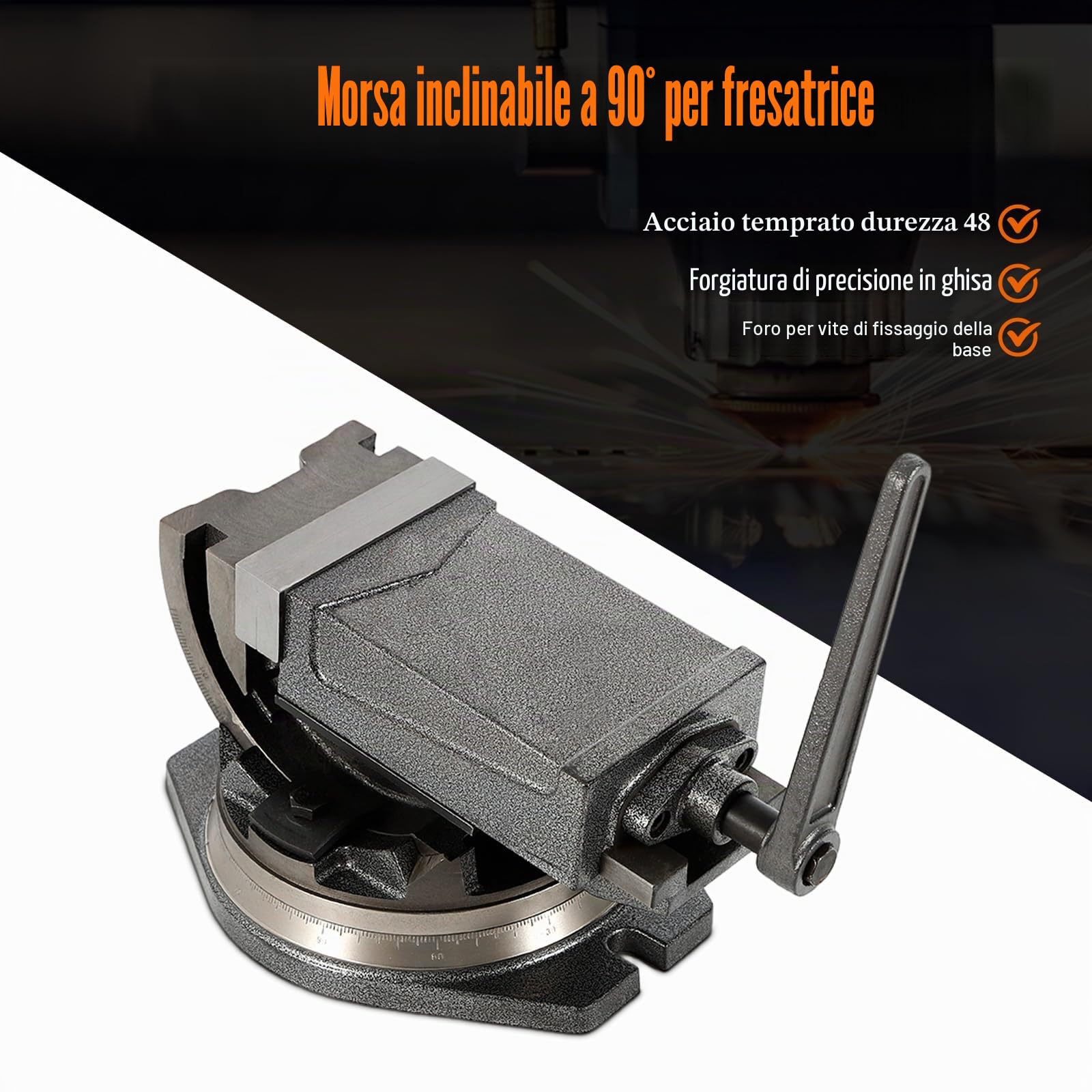 Morsa da Banco 125mm,Morsa di Precisione per Macchinari con Base Girevole Trapano a Colonna Radiale Tornio e Fresatrice Morsetto per Fresatura, Foratura e Finitura di Pezzi di Precisione