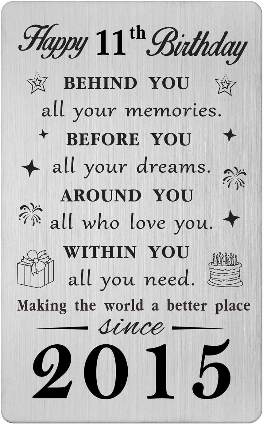 Gezxin 11th Birthday Card for Girl Boy, Happy 11th Birthday Gifts, Sweet 11 Year Old Birthday Presents for Her Him, Personalised 11 2012 Yr Bday Keepsake for Women Men Teen Girls Boys Teenager