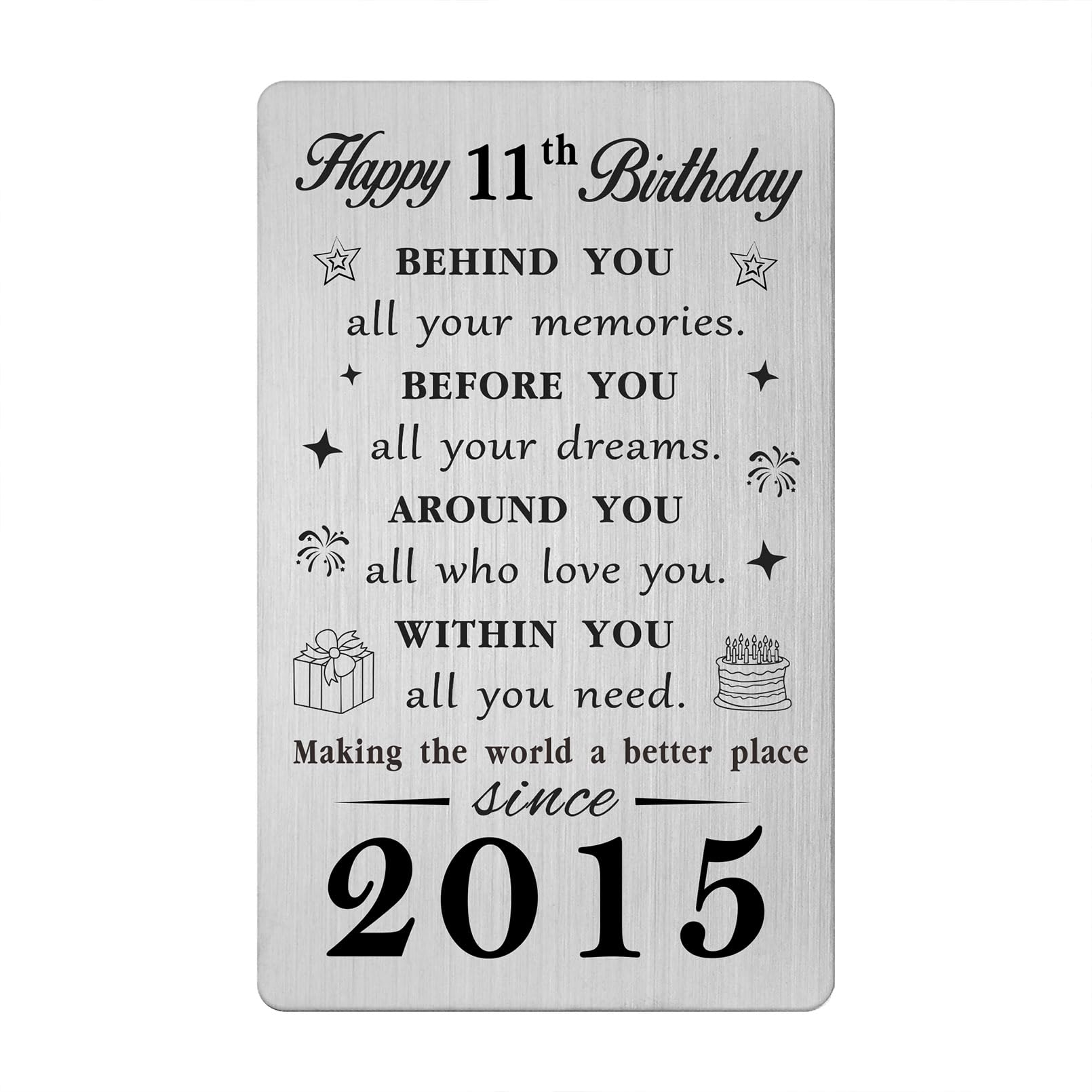 Gezxin 11th Birthday Card for Girl Boy, Happy 11th Birthday Gifts, Sweet 11 Year Old Birthday Presents for Her Him, Personalised 11 2012 Yr Bday Keepsake for Women Men Teen Girls Boys Teenager