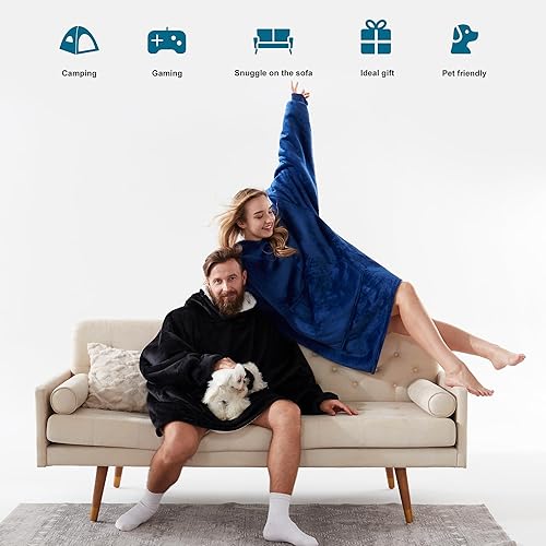 Miniatura 6 de Newspin Thick Wearable Blanket Hoodie, Oversized Sherpa Wearable Blanket with Giant Pocket, Warm & Cozy Blanket Hoodie as Ideal Gift Hoodie