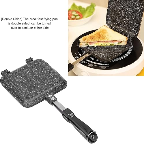 Miniatura 6 de Sartén de doble cara, sándwich caliente de aluminio para hacer panini, máquina de quesos a la parrilla, antiadherente, tostadora de sándwich, prensa