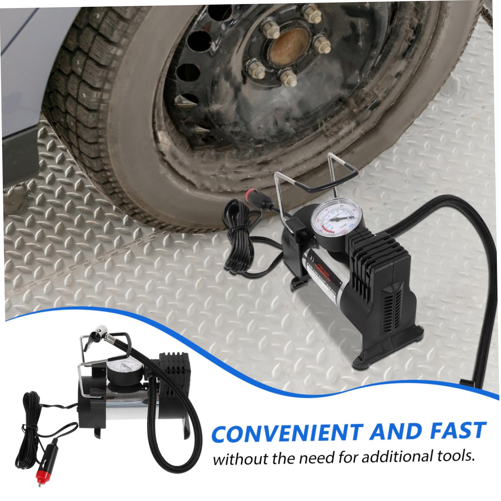 PartyKindom Gonfiatore Pneumatici Auto Pompa ad Aria Elettrica Portatile Compressore Aria Compatto per Biciclette Moto Veicoli