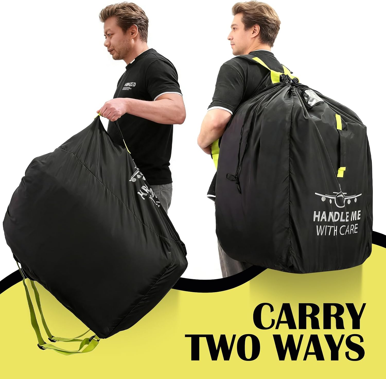 Car Seat Travel Bag for Air Travel - Heavy Duty Gate Check Bag with Reinforced Handle & Adjustable Shoulder Straps - Waterproof Cover Protector for Airport