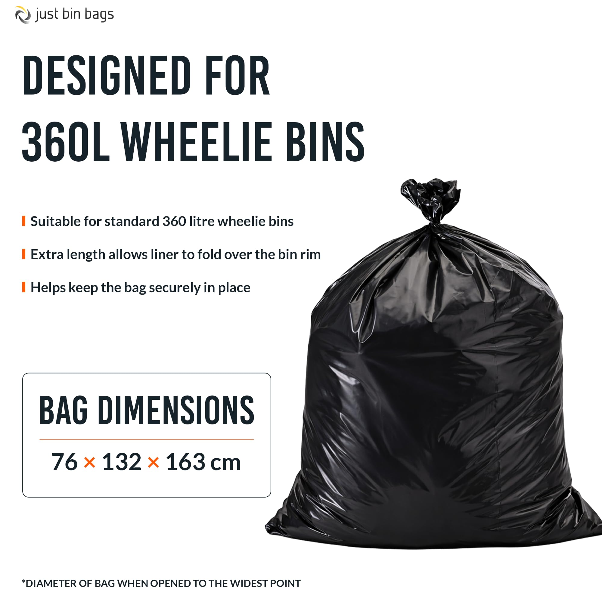 100 sacchi per la spazzatura con ruote da 360 l, extra resistenti, capacità 12 kg, calibro 120, 30 micron, per uso domestico e commerciale