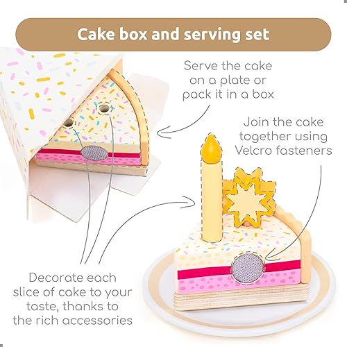 Miniatura 4 de UMU Juego de pastel de cumpleaños de madera, juguete de cocina con velas, números, frutas y coberturas, comida de madera para niños de 3, 4, 5 años,