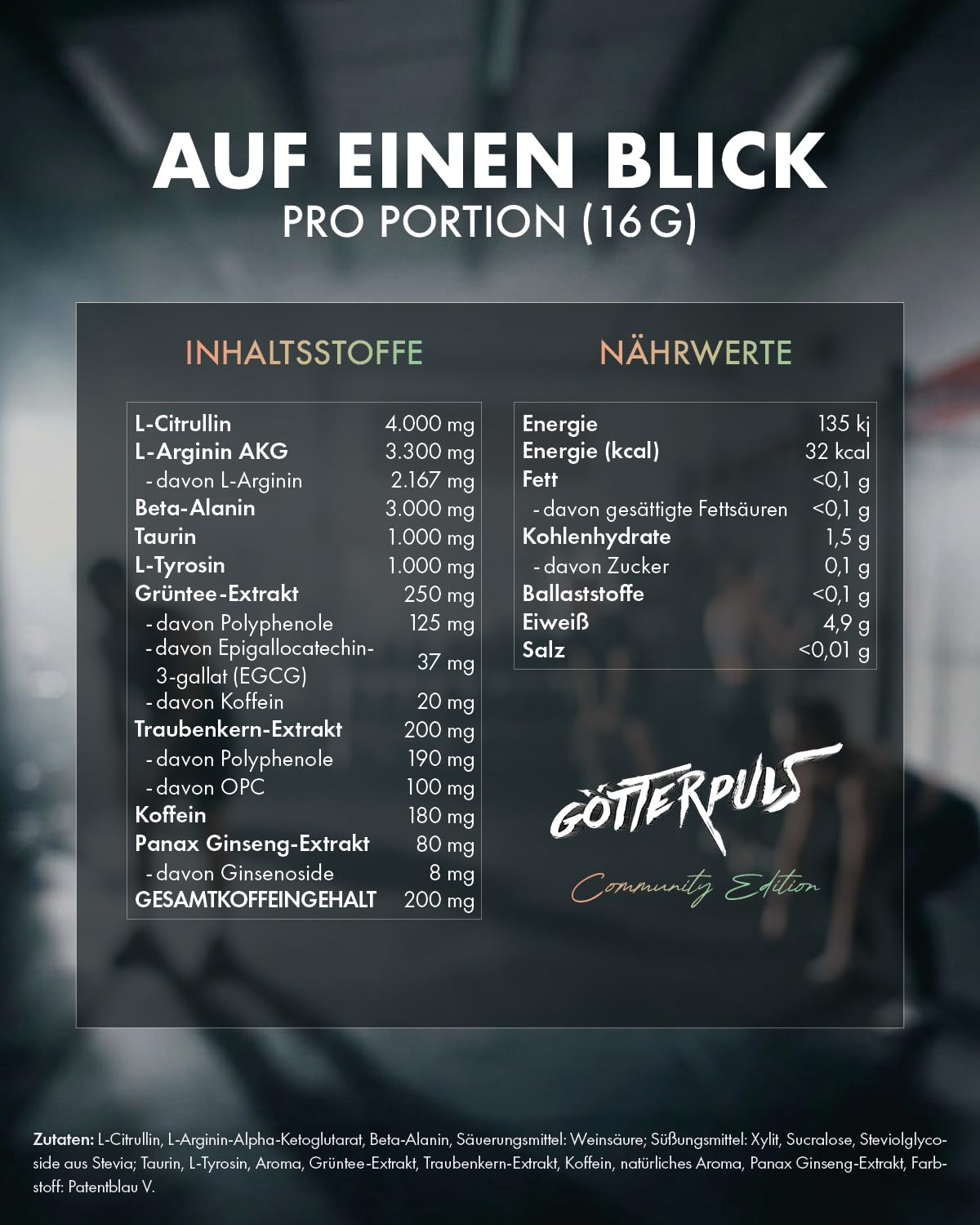 Götterpuls Pre Workout 400g COMMUNITY EDITION 2024 Saures Fruchtgummi | Mit L-Citrullin, Arginin AKG, Beta-Alanin & L-Tyrosin – 200mg Koffein – Für Fitness & Kraftsport – 25 Portionen