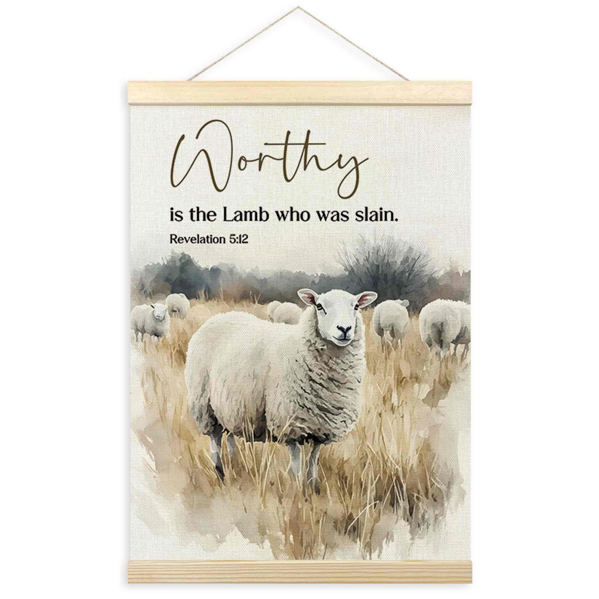 TLESKE Christian Scripture Worthy Is the Lamb Who Has Slain Poster Hanger Frame, Bible Verse Revelation Hanging Wall Art Decor for Bedroom Living Room