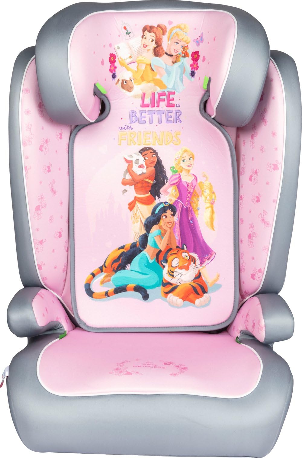 Disney Princesses i-Size R129, silla de coche para niños de 15 a 36 kg (3,5 a 12 años), 100 a 150 cm, grupo 2/3, se instala con cinturón de 3 puntos, rosa