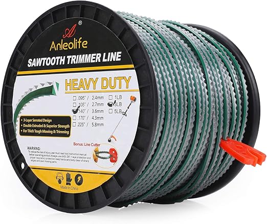 A Anleolife 3-Pound Heavy Duty Sawtooth 140-mil-by-328-ft Dual Core String Serrated Trimmer Line Spool,with Bonus Line Cutter