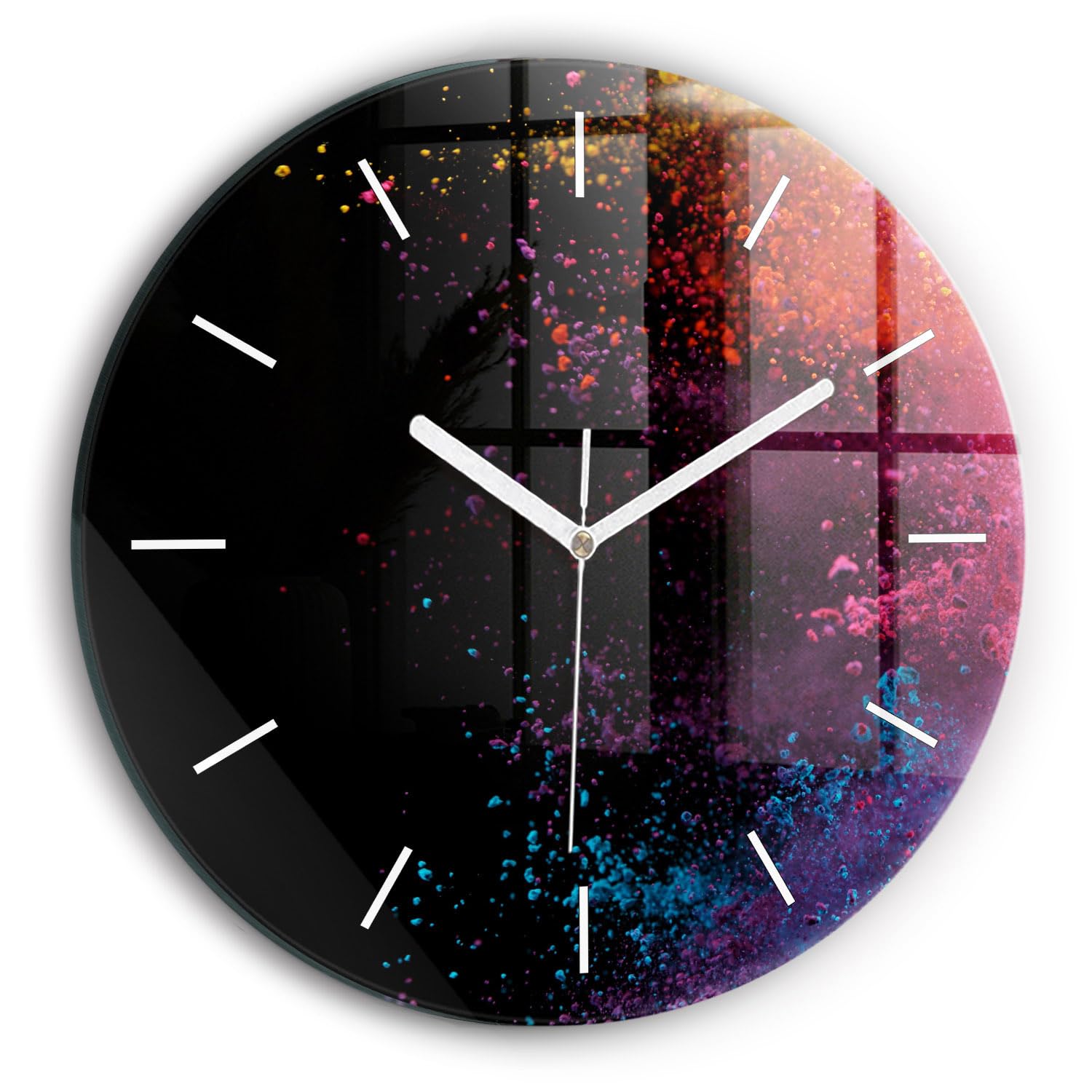 Horloge en verre moderne Wallfluent 30 cm avec mécanisme silencieux et coloré