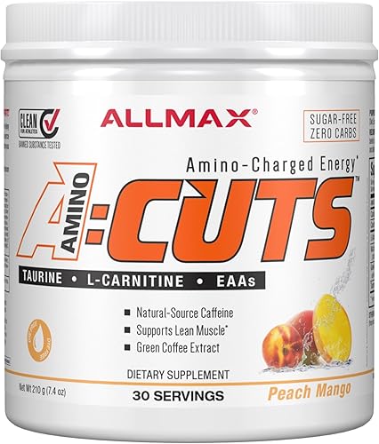 ALLMAX Nutrition AMINOCUTS (ACUTS), bebida energética cargada de amino con taurina, L-carnitina, extracto de grano de café verde, mango de