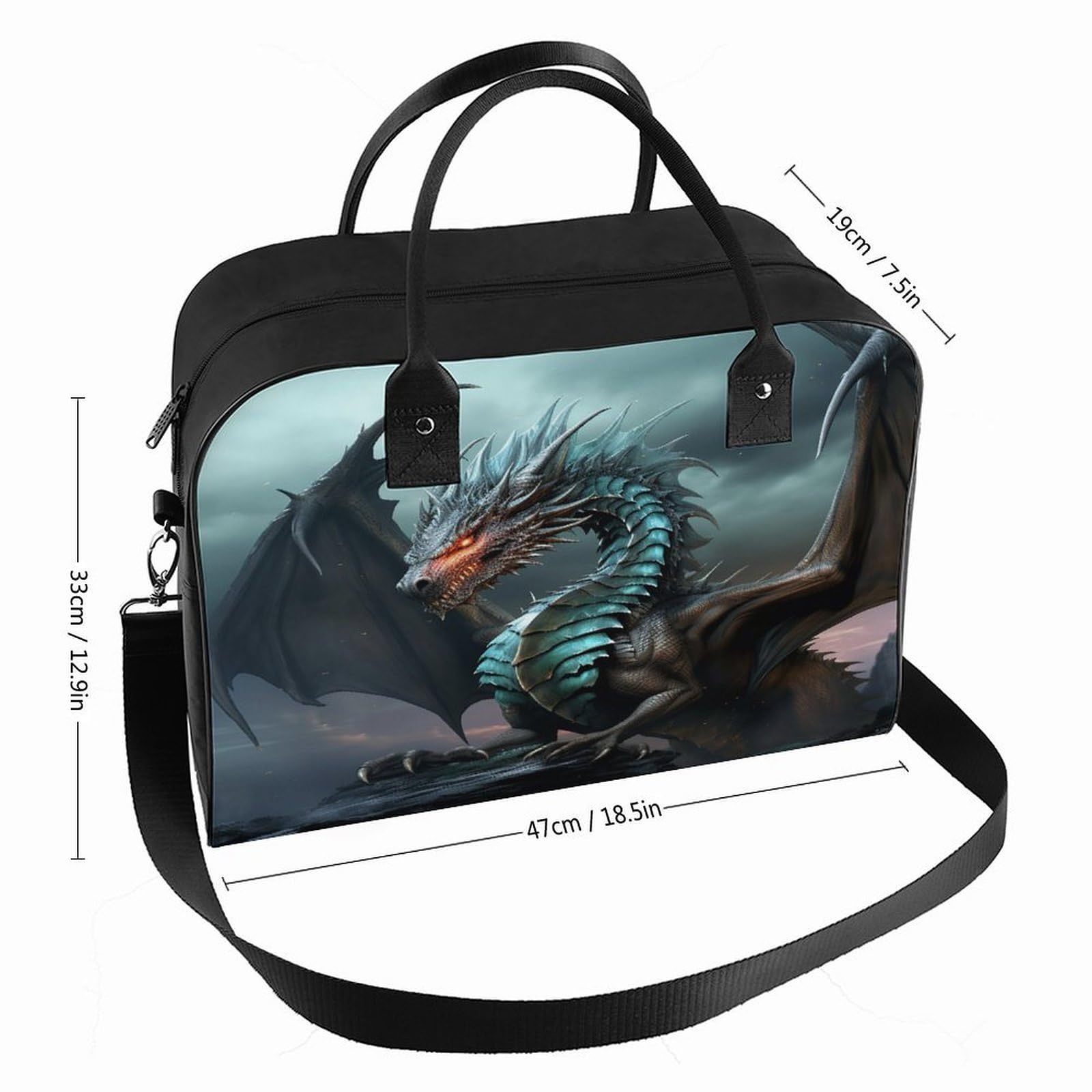 Cool Dragon Laptop Tote Bag Casual Travel Handbag Multi Pocket Shoulder Bags for Work Travel